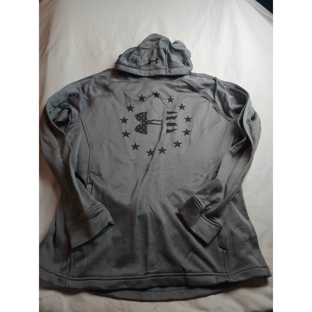 Under Armour Hoodie Womens L Loose Gray Freedom Flag Americana Athleisure Gym - Picture 2 of 5